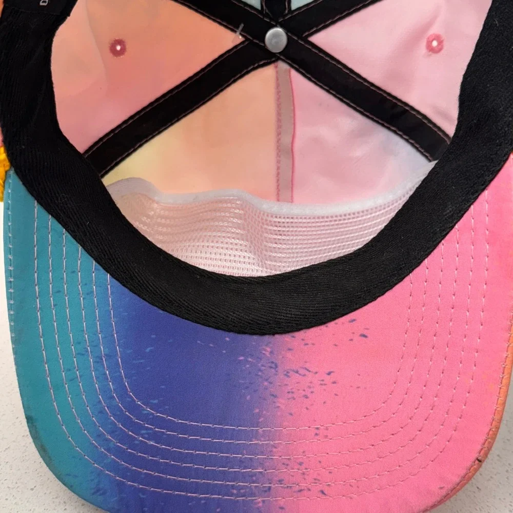 Thank Yew! Rainbow Tie Dye Hat Novelty Rope Accent Snapback Cap‎
